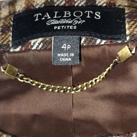 Talbots plaid collarless  100% Wool blazer  Sz 4P  NWOT - Picture 6 of 6